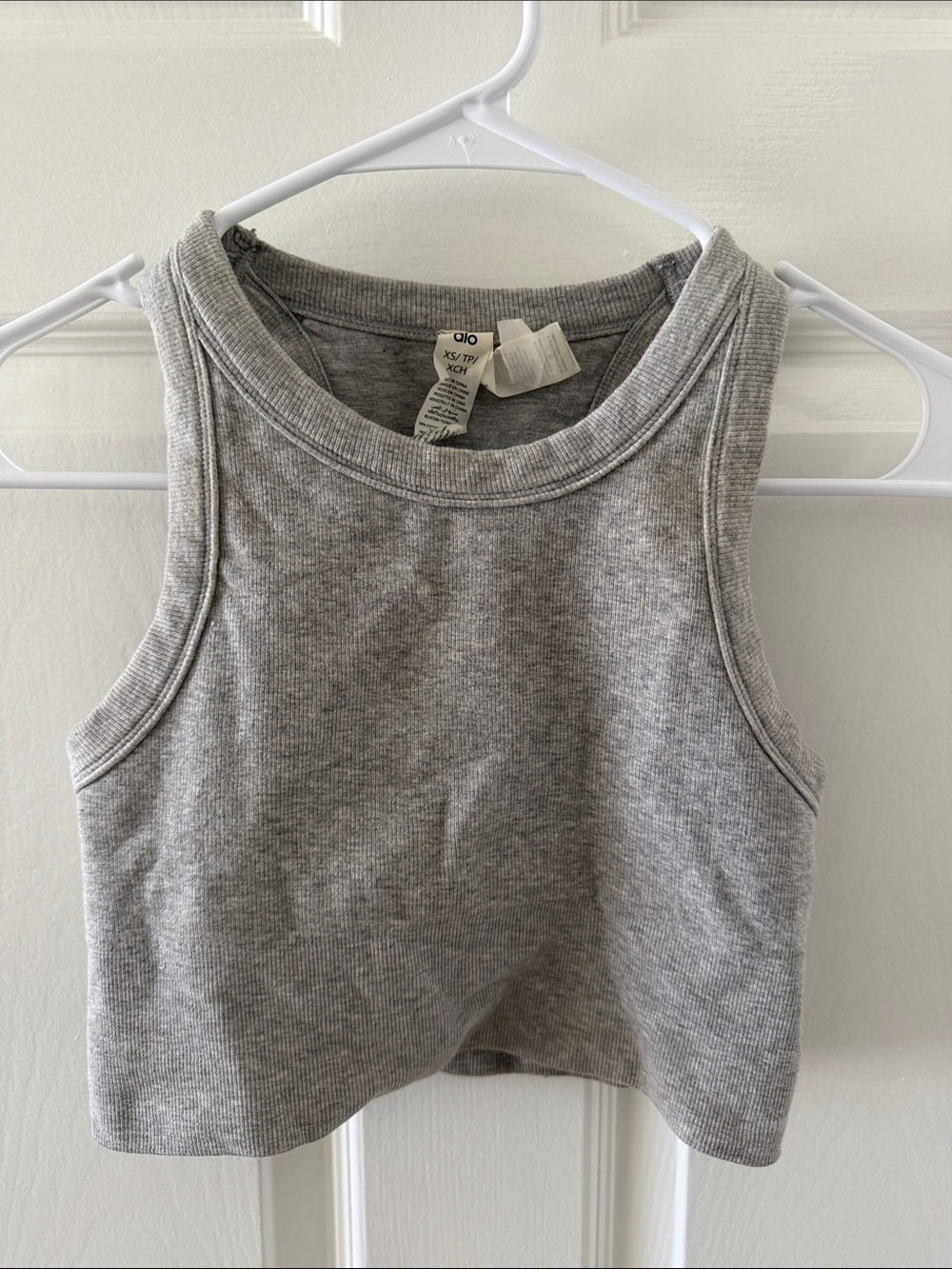 ALO Yoga Grey Ribbed Crop Tank Top SZ XS